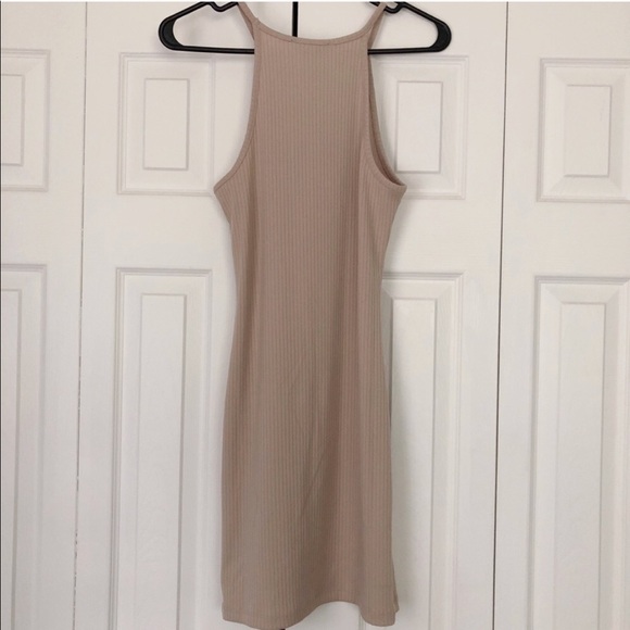 FOREVER 21 NWT Taupe Ribbed High Neck Midi Dress - Picture 3 of 4